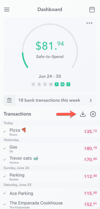 Dashboard with Download
