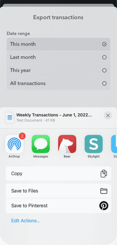 CSV Share Screen
