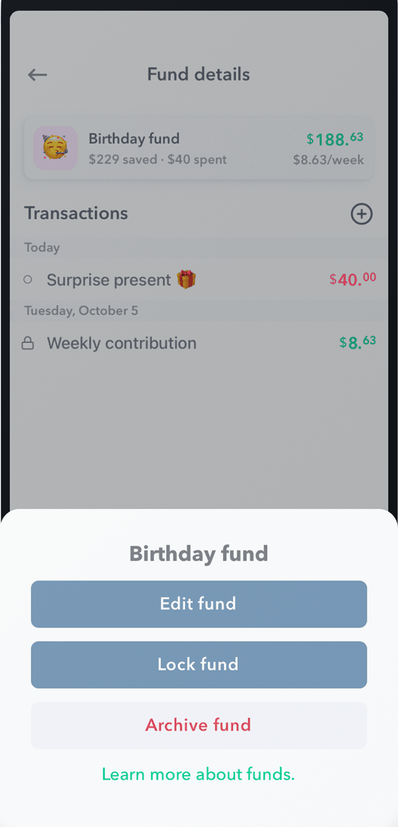 Lock and Archive Funds Screenshot