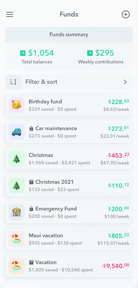Funds List with Locked and Archived Funds