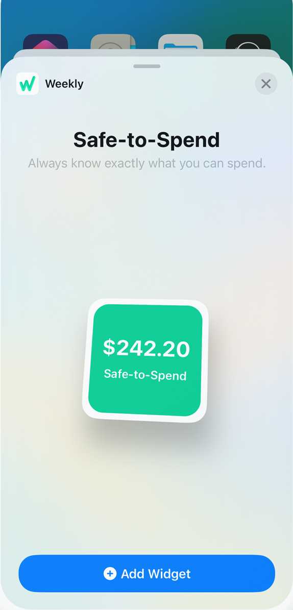 Preview Weekly Budgeting Widget