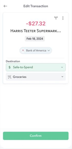 Safe-to-Spend grocery category