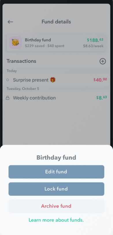 Lock and Archive Funds Screenshot