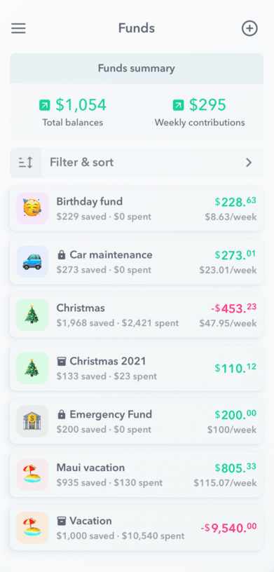 Funds List with Locked and Archived Funds