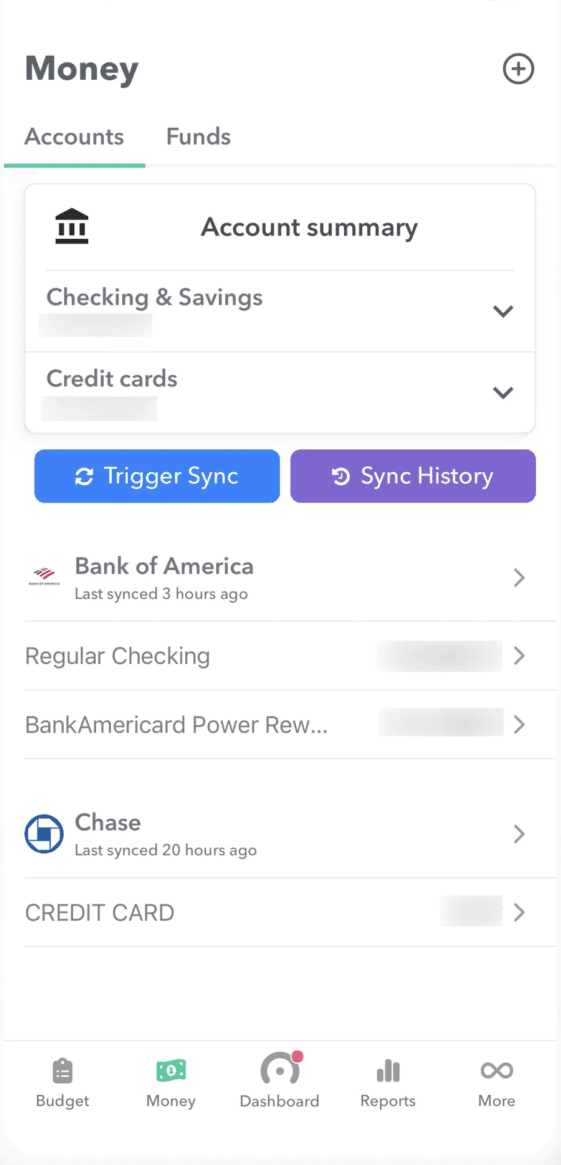 Shared account balances in Weekly