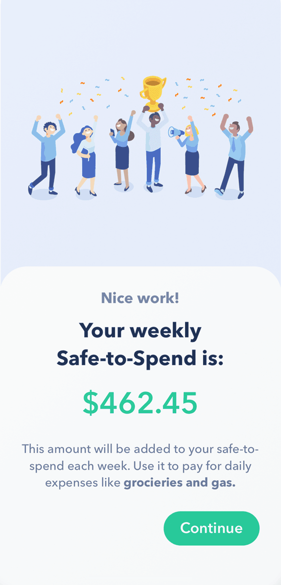 Your calculated weekly spending limit in Weekly