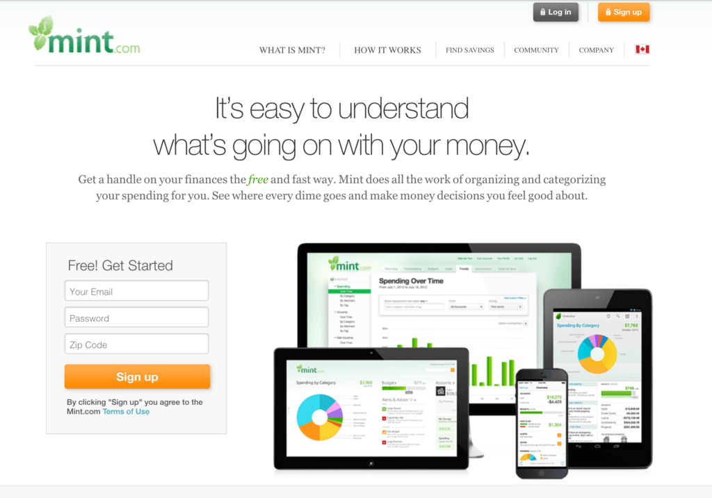The Mint home screen