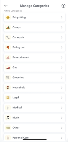 The category picker in Weekly