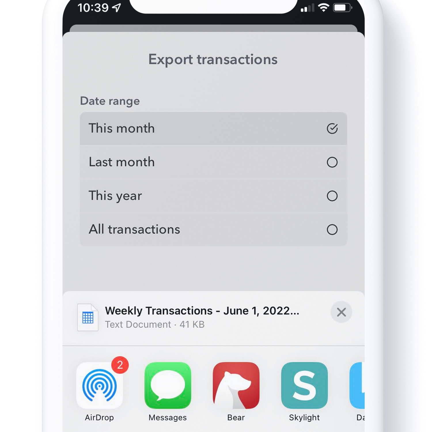 CSV Share Screen